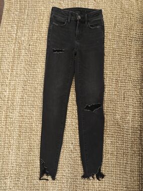 American Eagle Outfitters Black Ripped Skinny Jeans